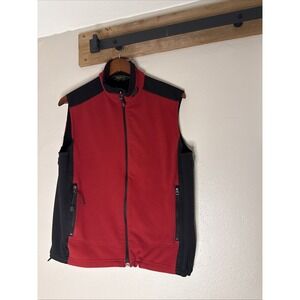 Eddie Bauer Windcutter Fleece Full Zip Vest Men's Large Red Black Gorpcore